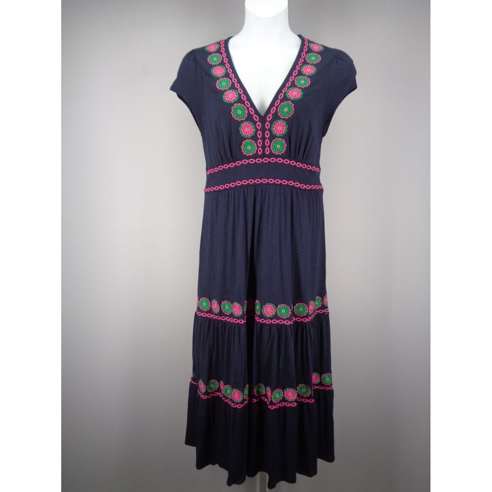 Boden Elara Embroidered Jersey Tiered Maxi Dress Size 10